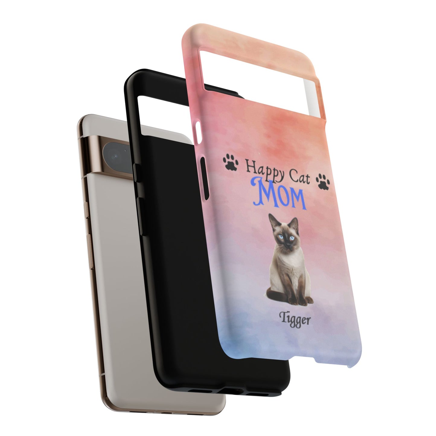 Happy Cat Mom - Personalized - Whimsical Phone Cases - Mother's Day