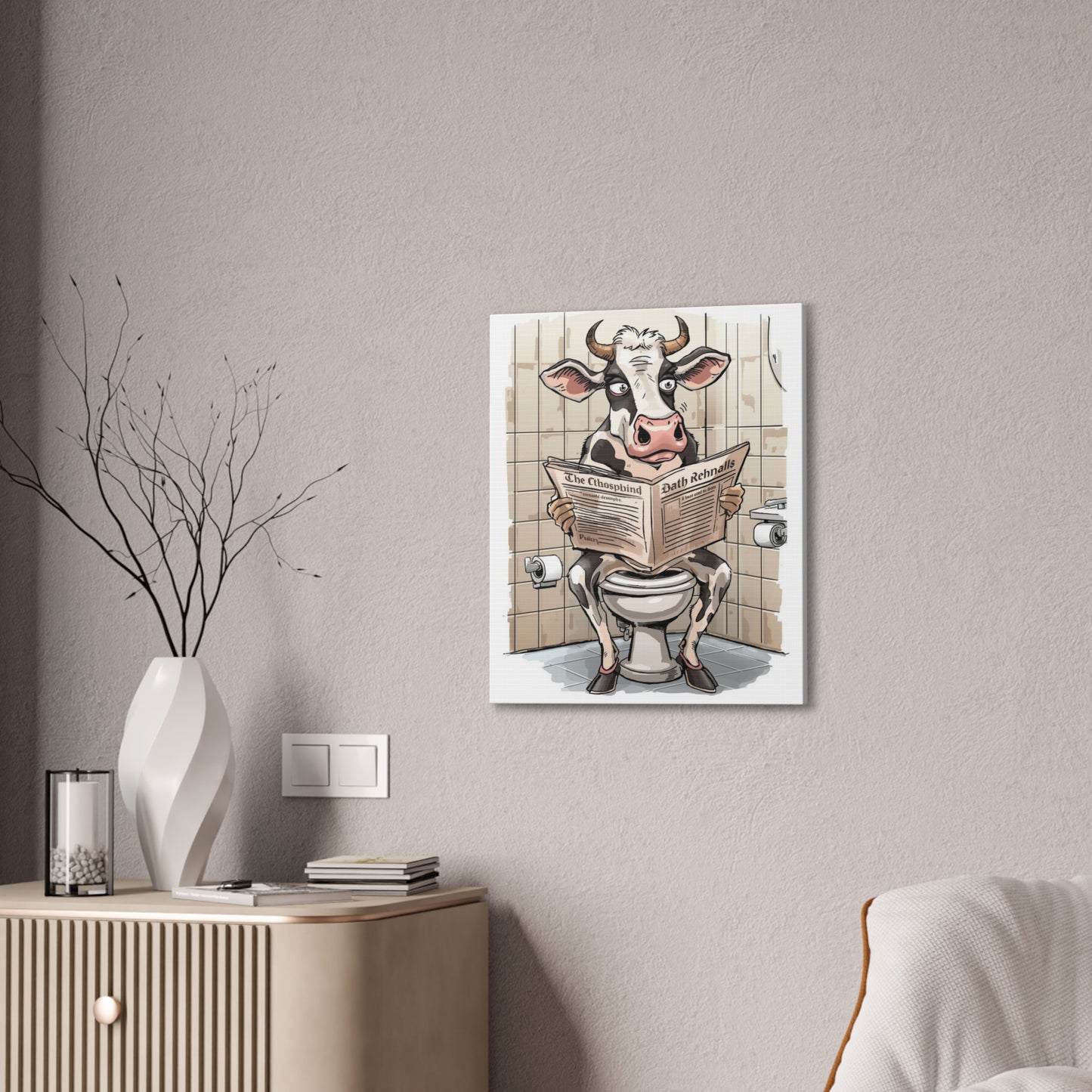 Steer in the John - Canvas Stretched, 0.75" - Wall Art 2026 - Bathroom Humor