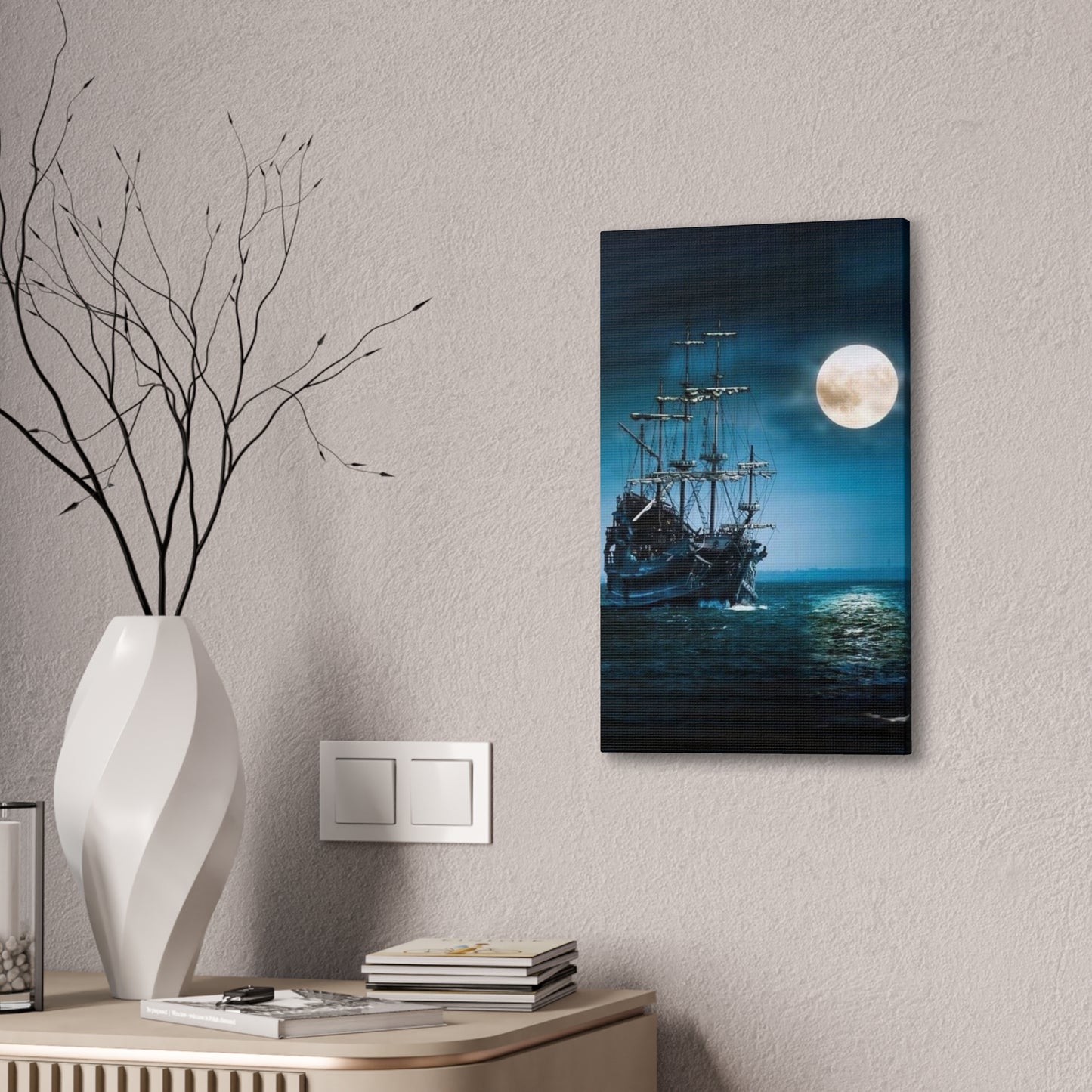 At Sea by Moonlight - Canvas Stretched, 0.75"