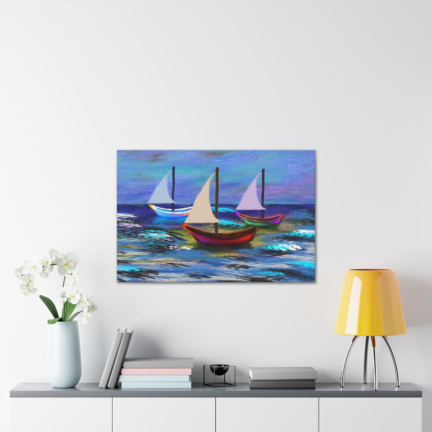 Sail Boats - Pastel _ Canvas Stretched, 0.75"