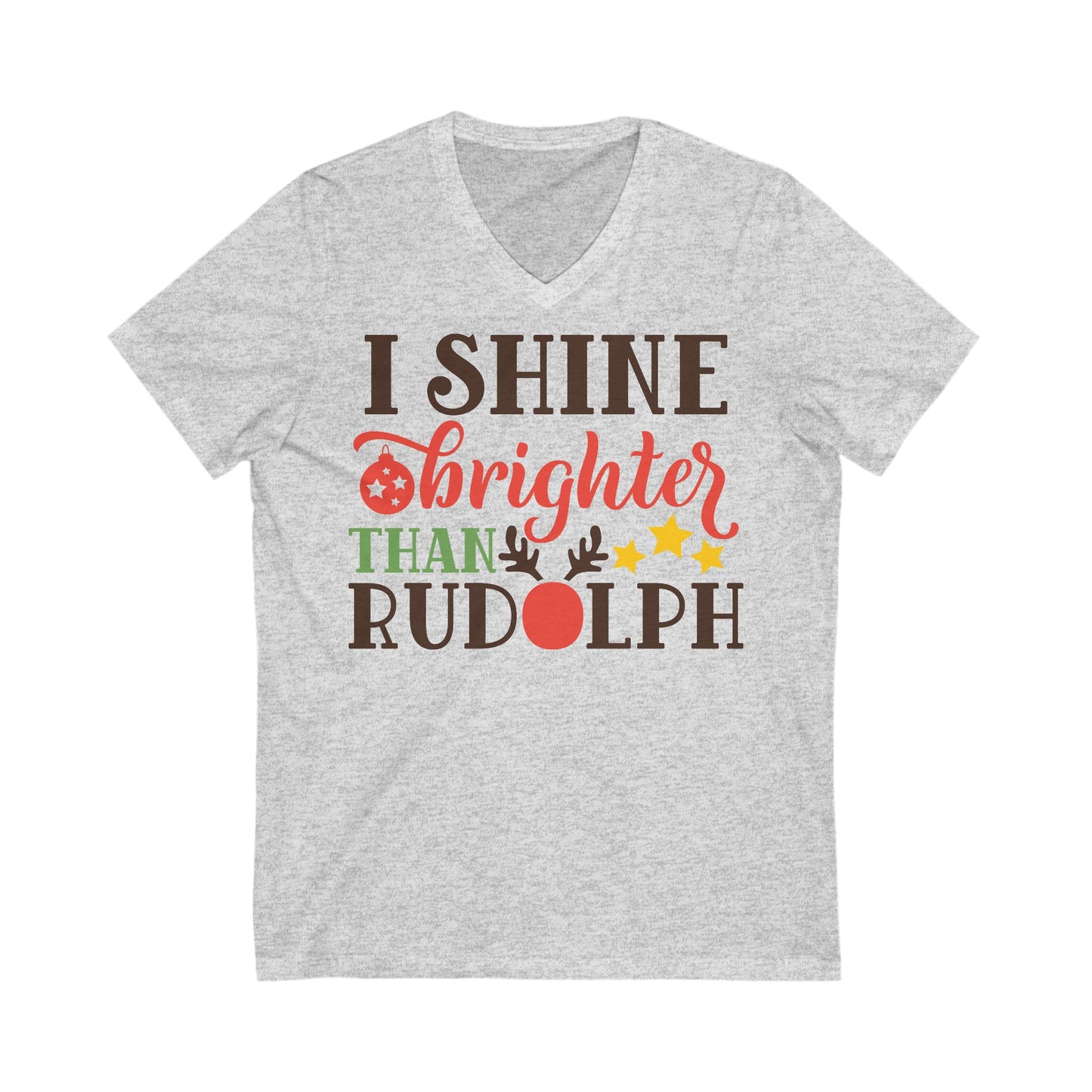 Shine - Unisex Jersey Short Sleeve V-Neck T-Shirts - Christmas