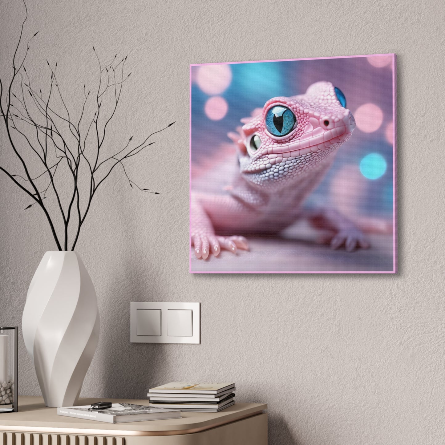 Pink Lizard - Canvas Stretched, 0.75"