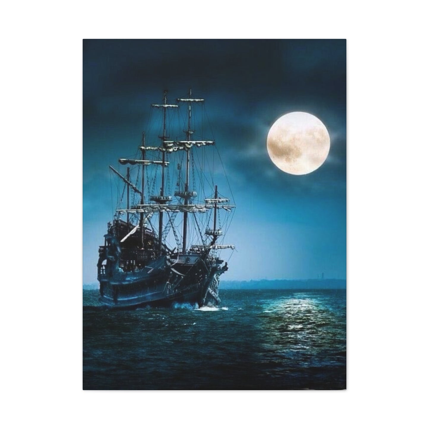 At Sea by Moonlight - Canvas Stretched, 0.75"