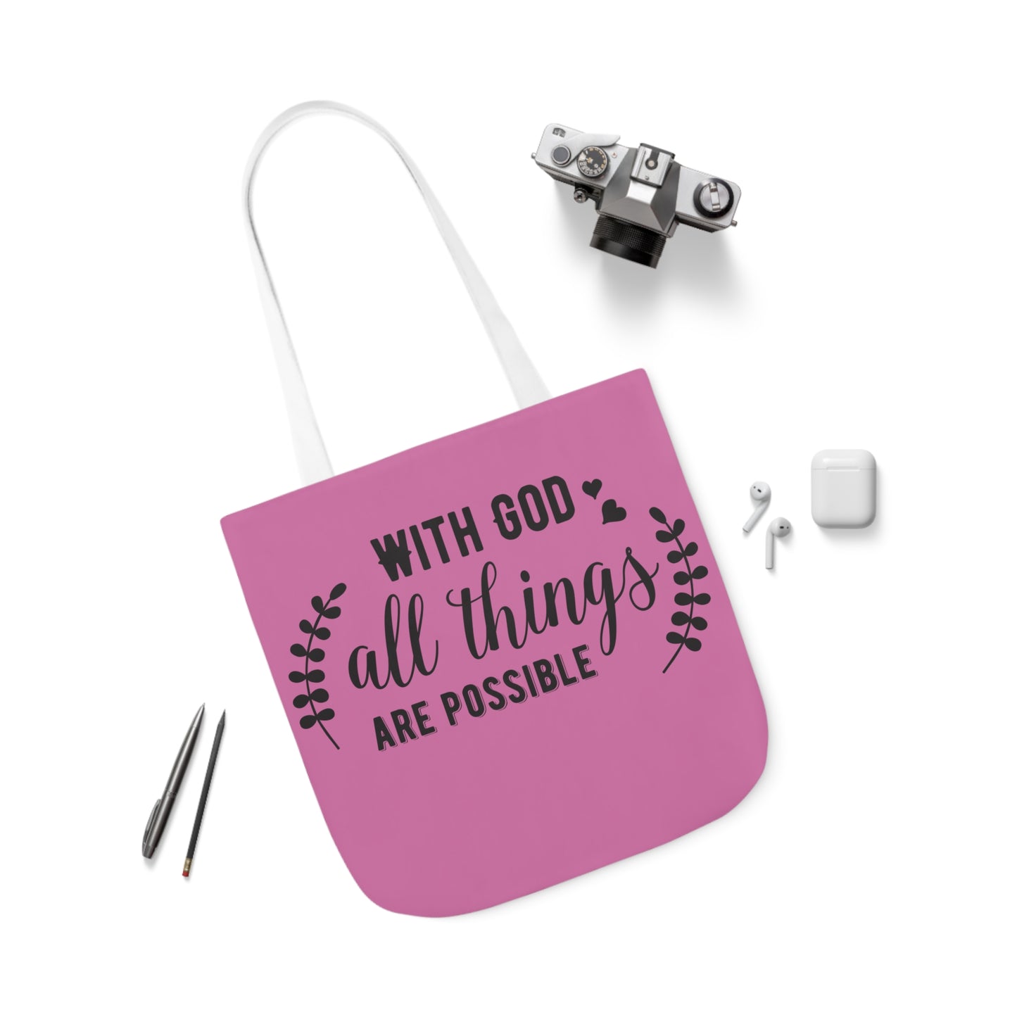 With God - Canvas Tote Bag, 5-Color Straps