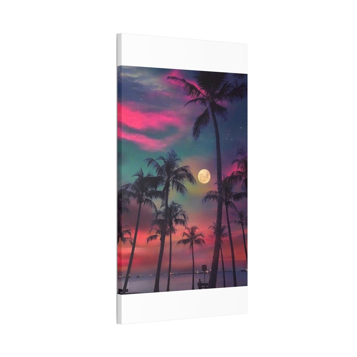 Moon Rise Palms - Canvas Stretched, 0.75"