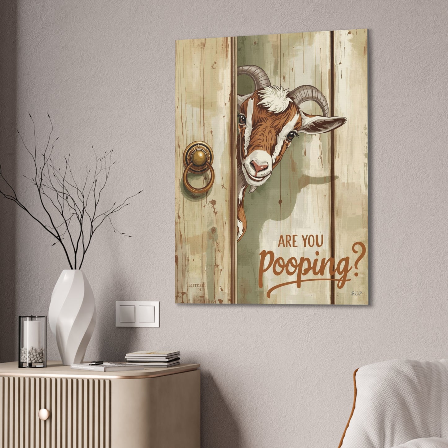 Are You Pooping - Canvas Stretched, 0.75" - 2026 Wall Art - Bathroom Humor