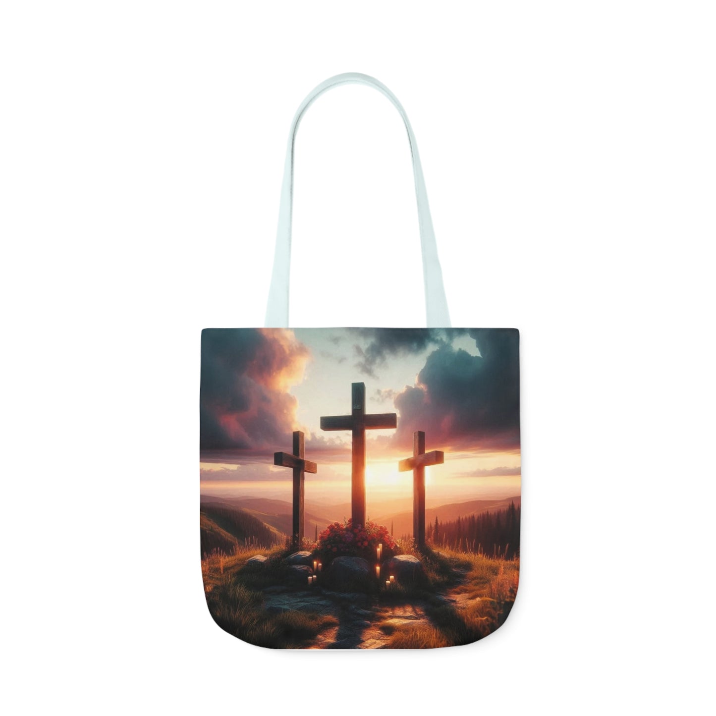 Calvary - Canvas Tote Bag, 5-Color Straps - Easter - Religious