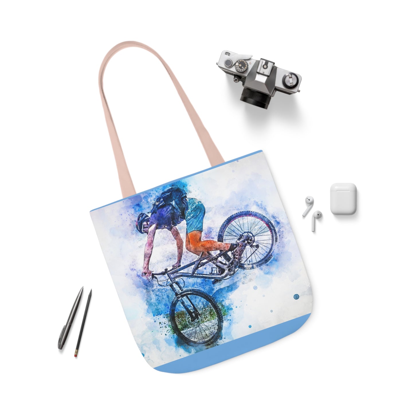 Mountain Bike - Canvas Tote Bag, 5-Color Straps