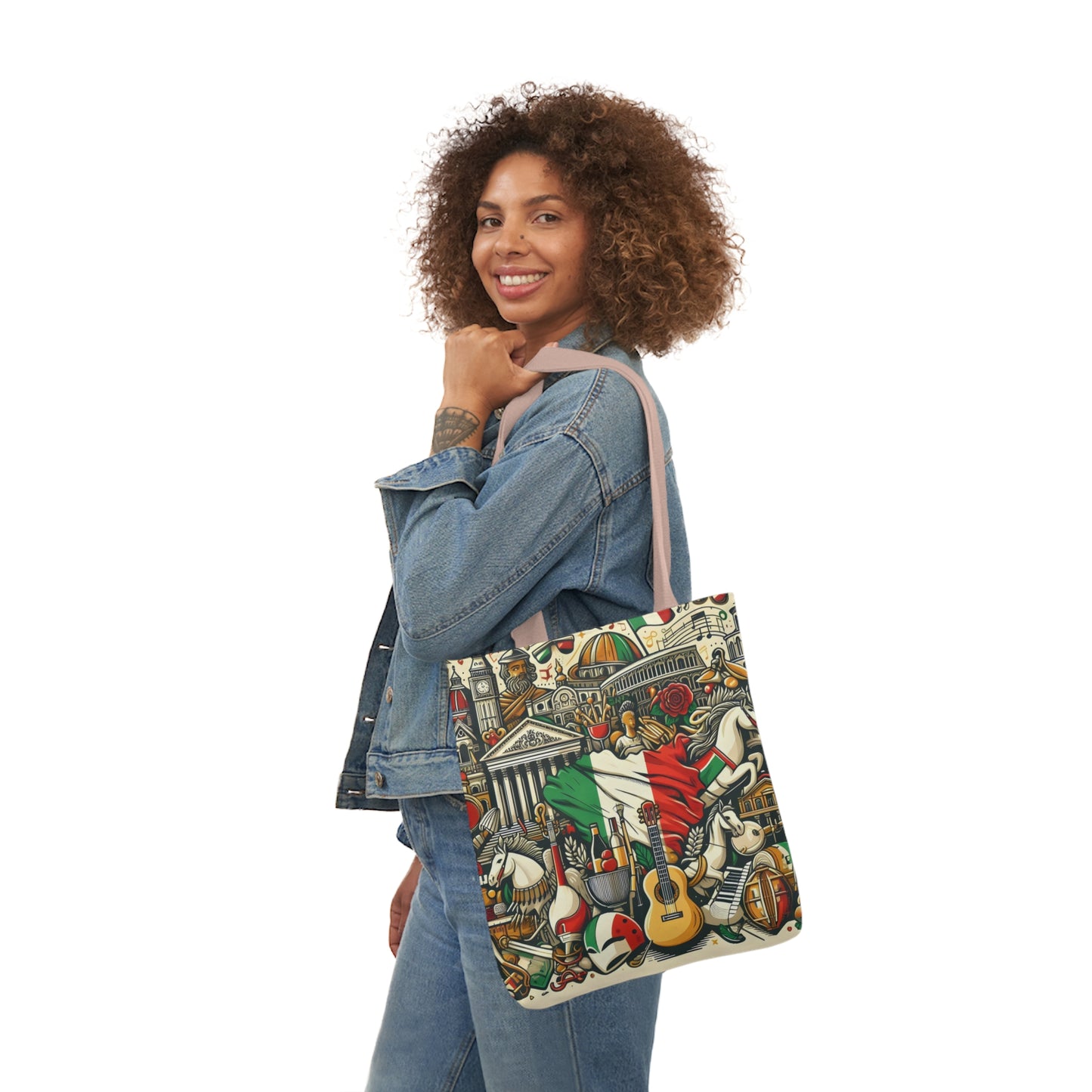 Italian Mural - Canvas Tote Bag, 5-Color Straps