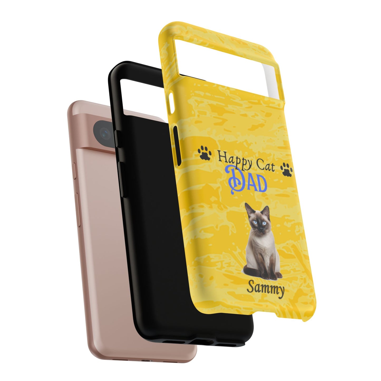 Happy Cat Dad - Personalized - Whimsical Phone Cases - Father's Day