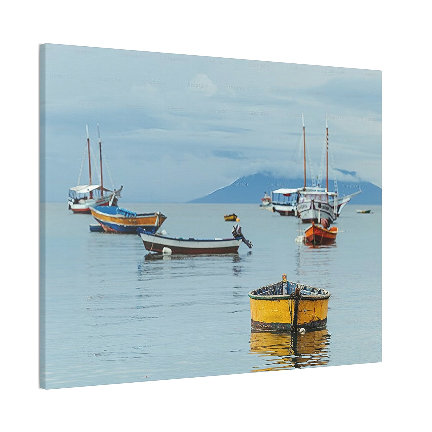 Boats in Harbor _ Canvas Stretched, 0.75"