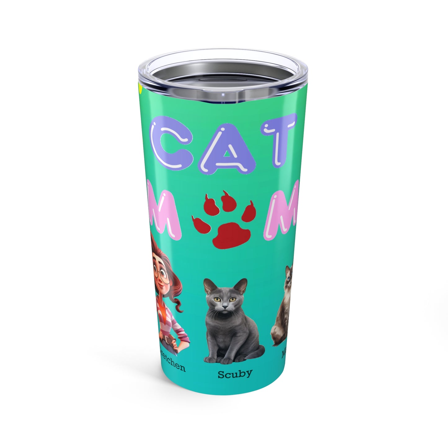 Cat Mom - Personalized - Tumbler 20oz - Mother's Day - Mugs and Tumblers