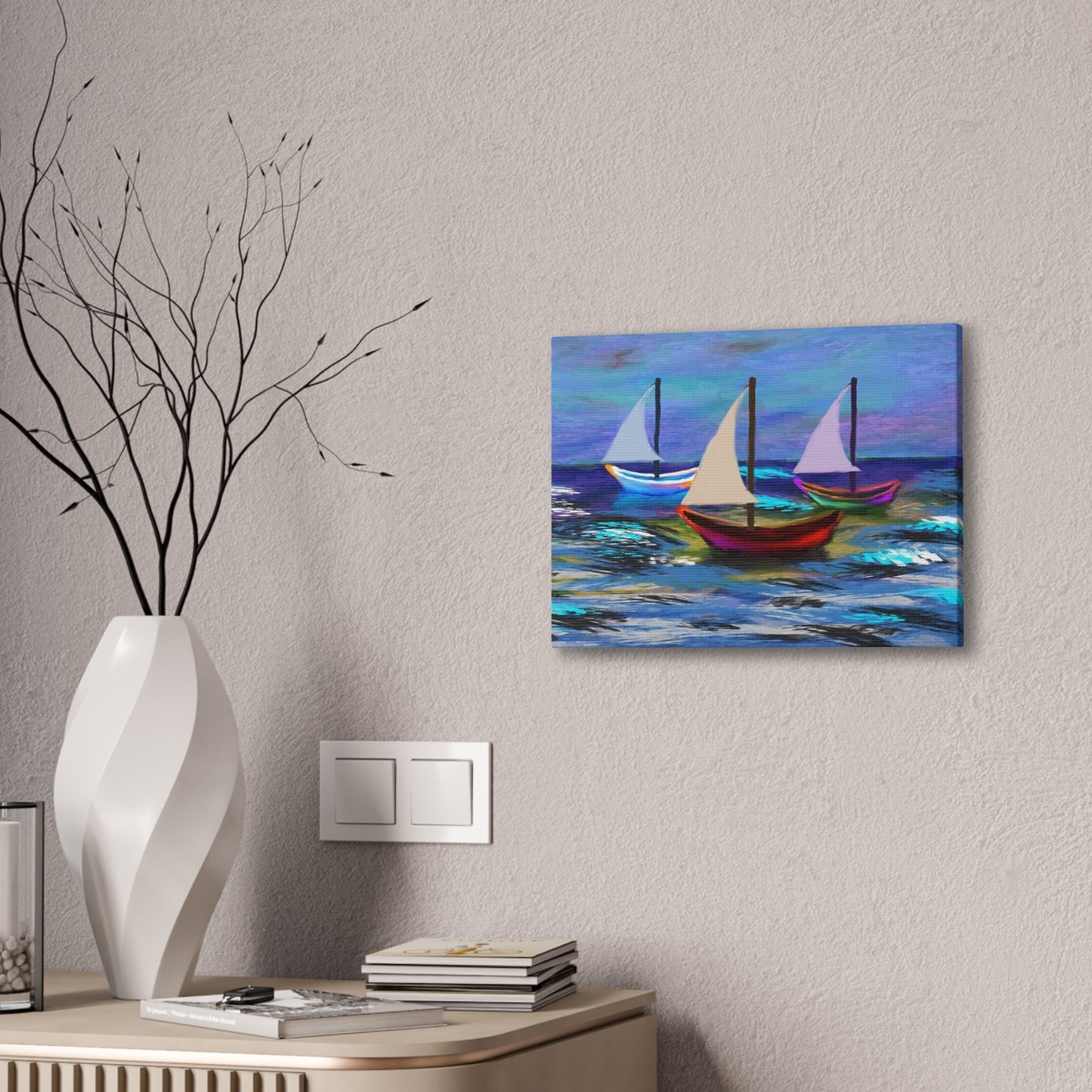 Sail Boats - Pastel _ Canvas Stretched, 0.75"