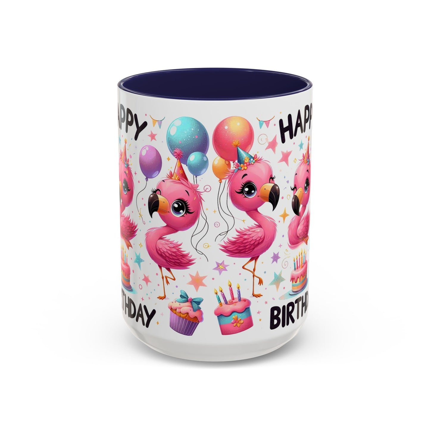 Happy Flamingo Birthday - Accent Coffee Mug (11, 15oz)