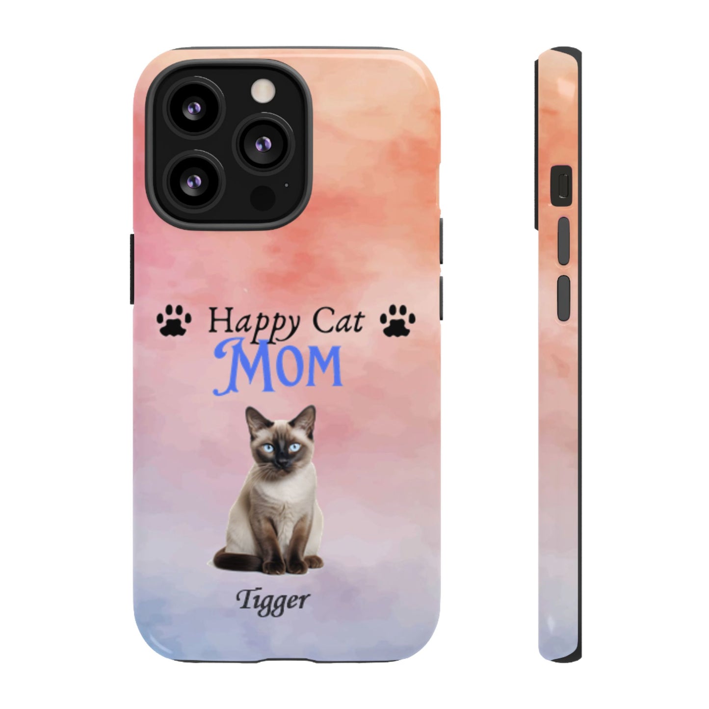 Happy Cat Mom - Personalized - Whimsical Phone Cases - Mother's Day