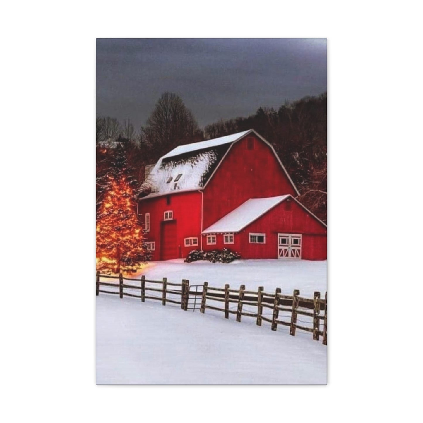 Barn in Winter - Canvas Stretched, 0.75"