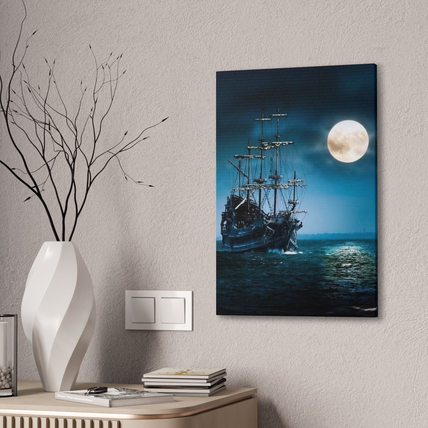 At Sea by Moonlight - Canvas Stretched, 0.75"