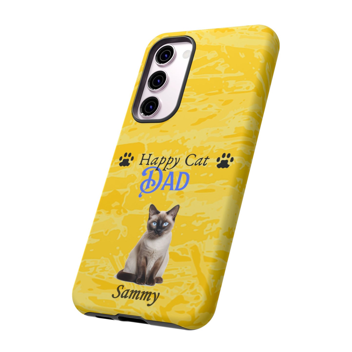 Happy Cat Dad - Personalized - Whimsical Phone Cases - Father's Day