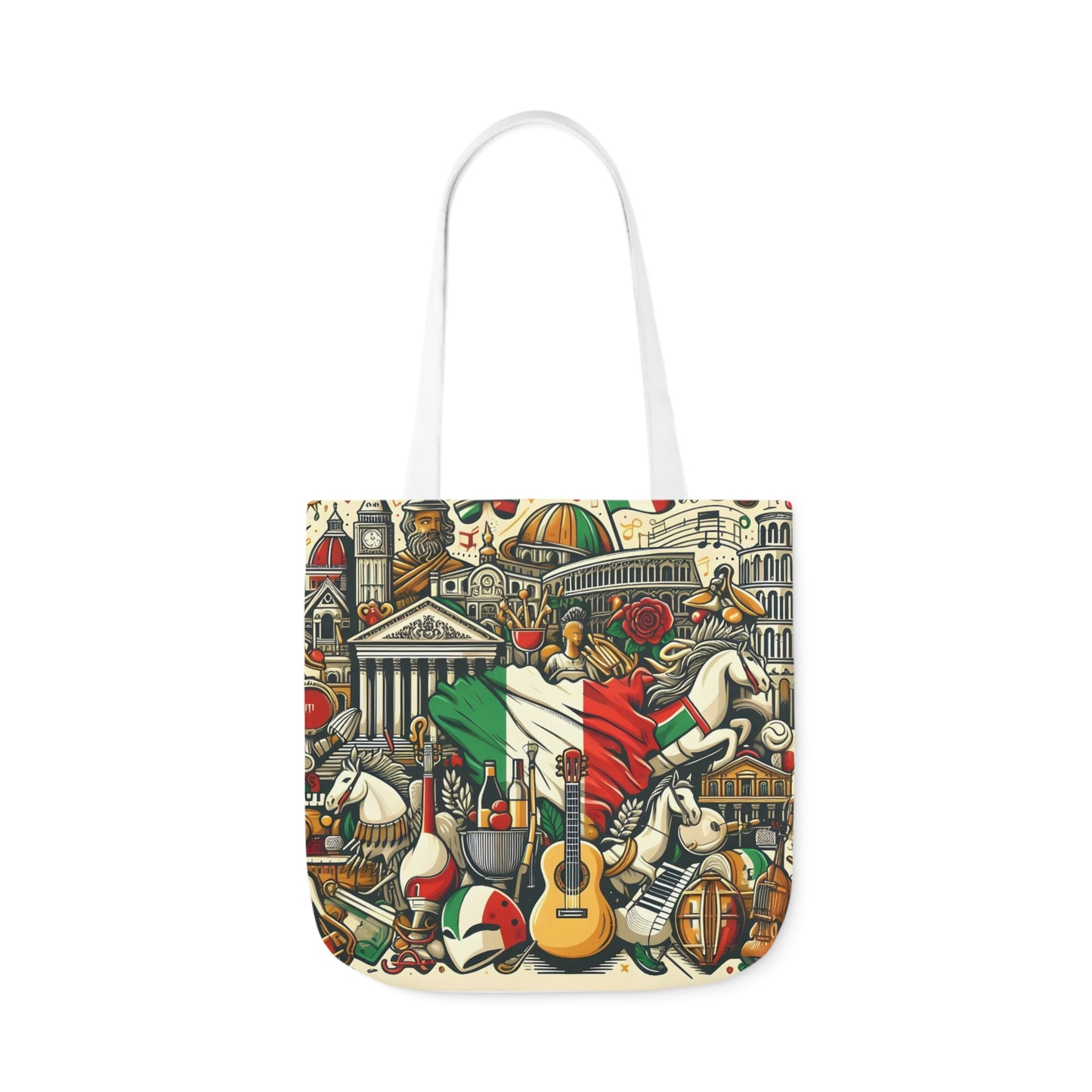 Italian Mural - Canvas Tote Bag, 5-Color Straps