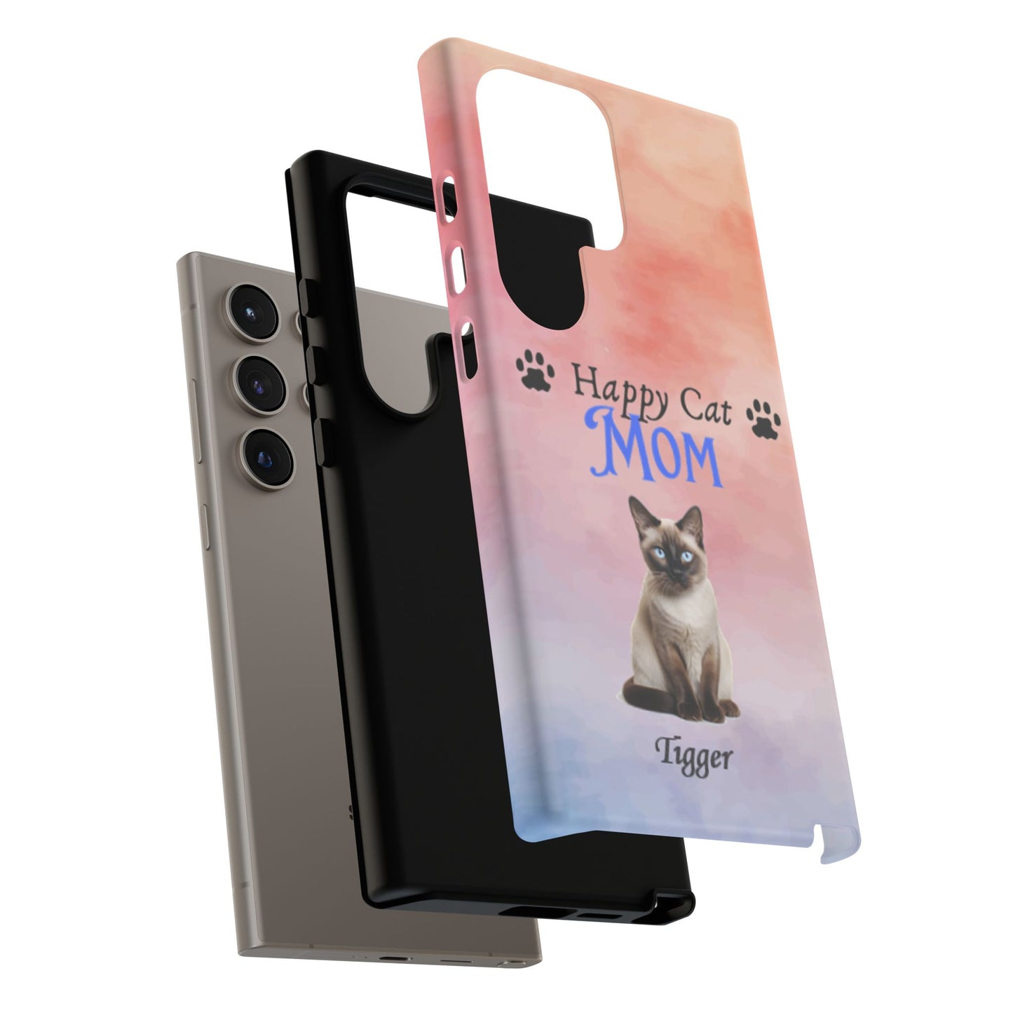 Happy Cat Mom - Personalized - Whimsical Phone Cases - Mother's Day