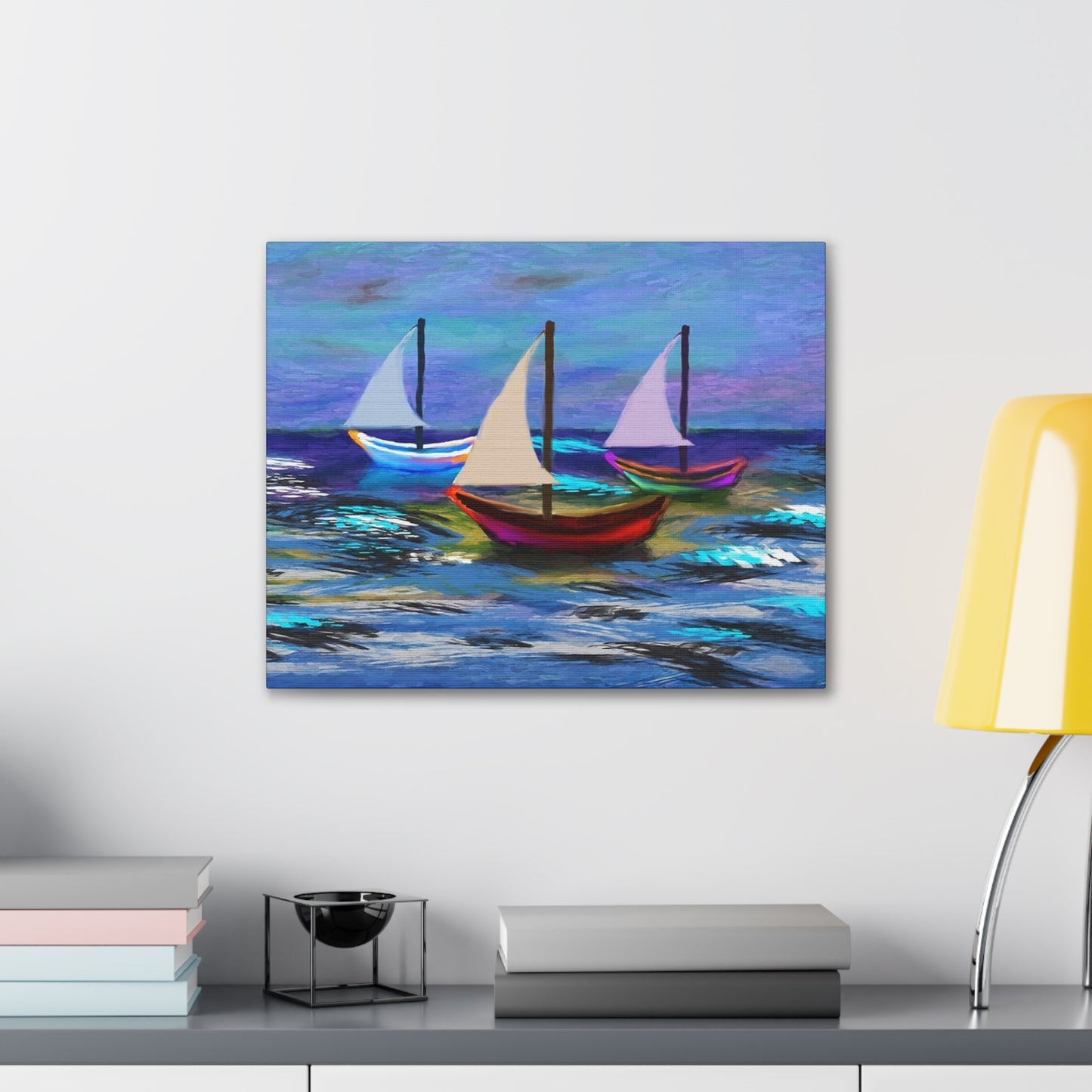 Sail Boats - Pastel _ Canvas Stretched, 0.75"