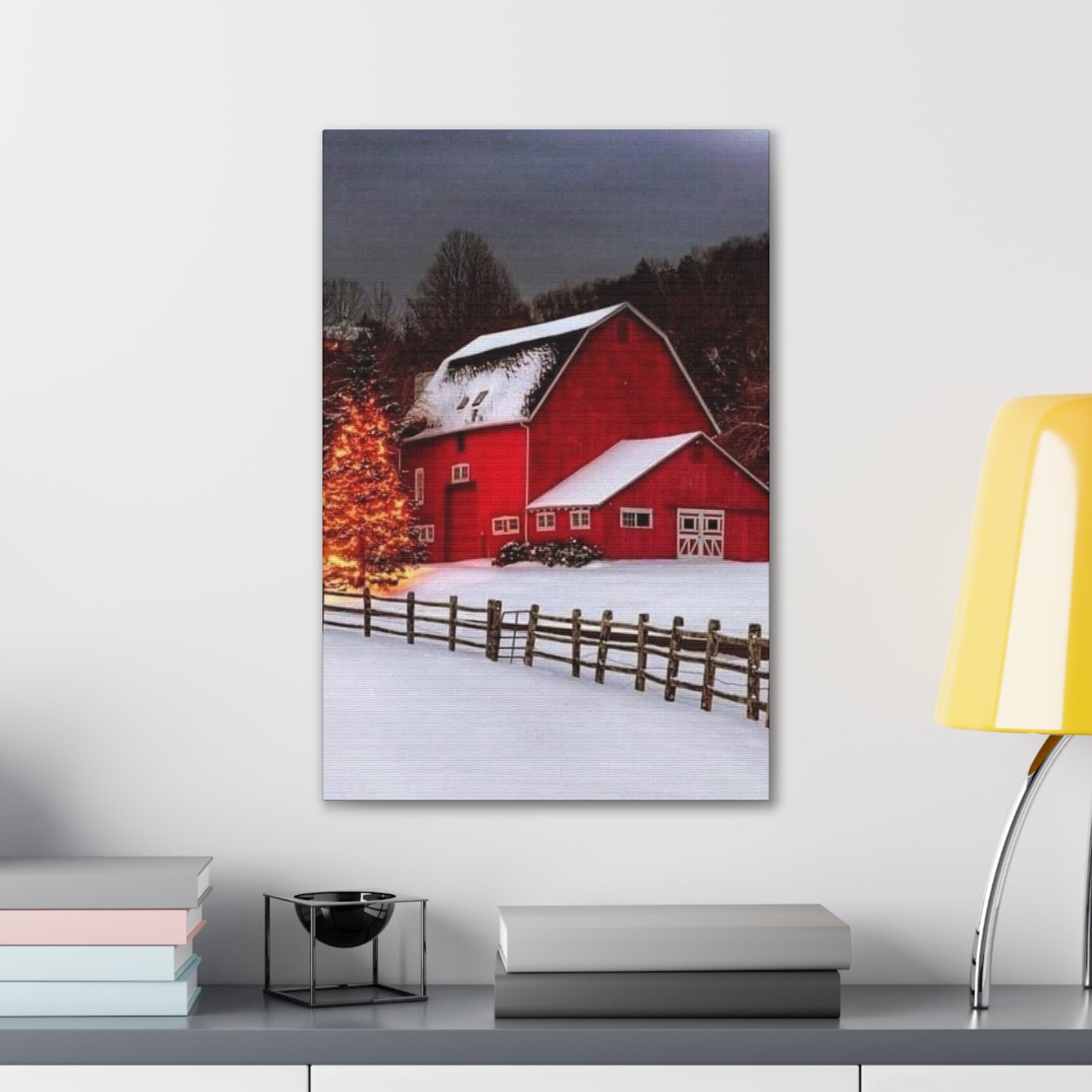 Barn in Winter - Canvas Stretched, 0.75"