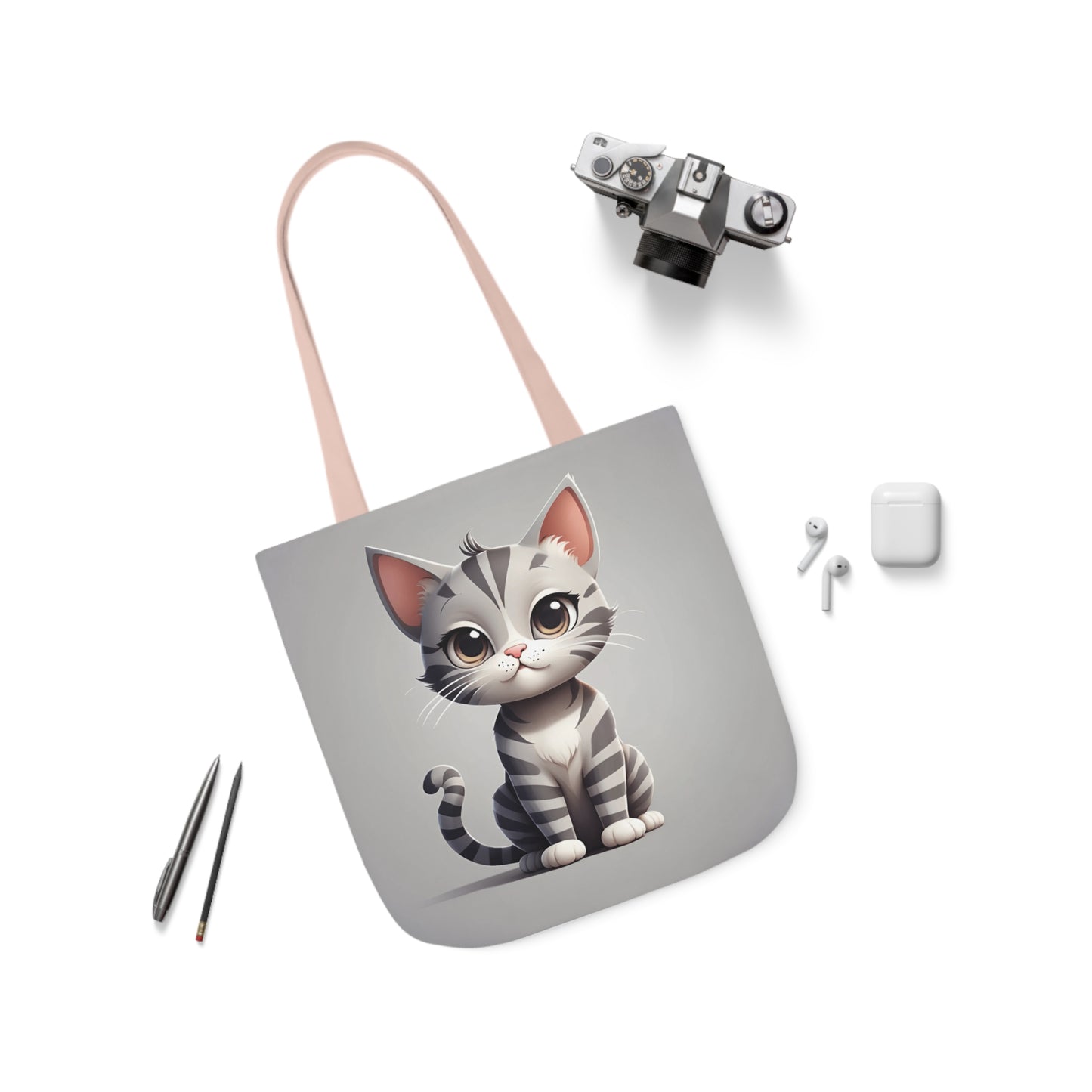 Kitty - Canvas Tote Bag, 5-Color Straps