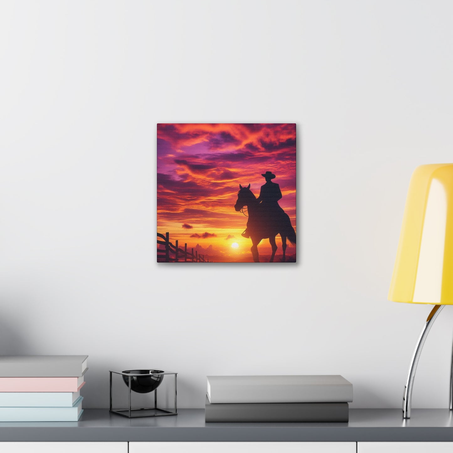 Cowboy in the Sunset - Canvas Stretched, 0.75"