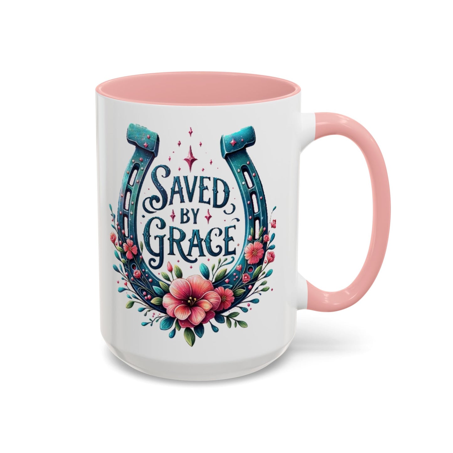 Saved by Grace - Accent Coffee Mug (11, 15oz) - Easter - Mother's Day - Father's Day