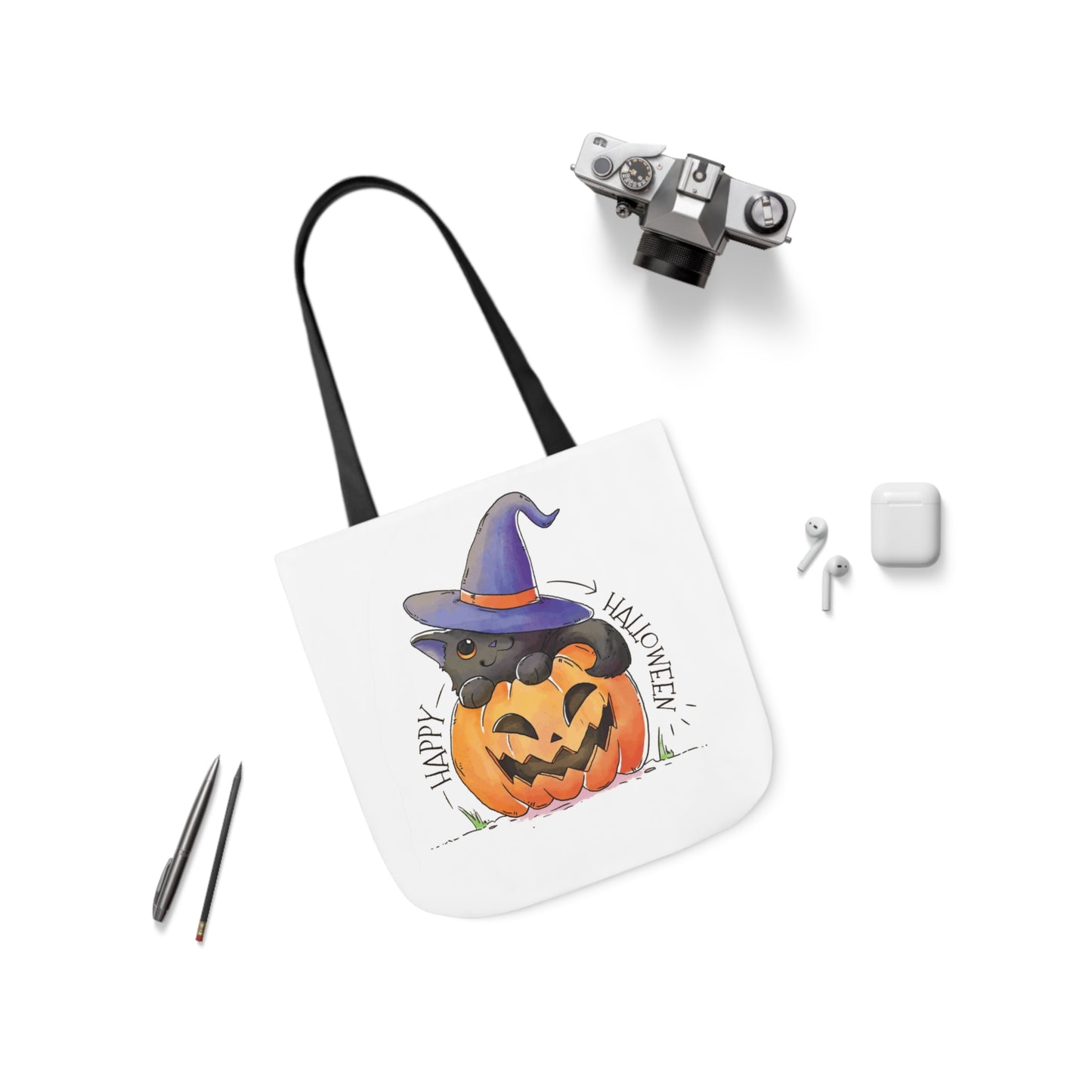 Happy Halloween - Canvas Tote Bag, 5-Color Straps - Halloween