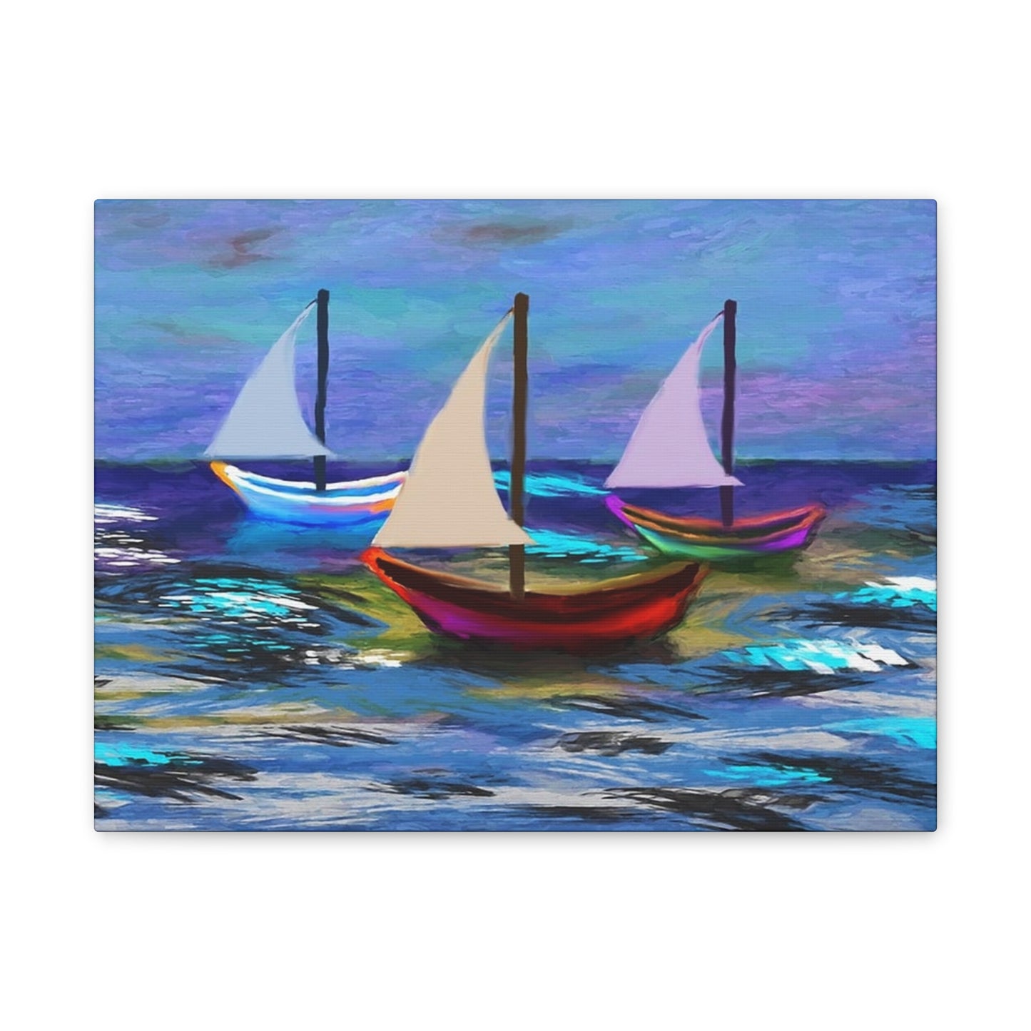 Sail Boats - Pastel _ Canvas Stretched, 0.75"