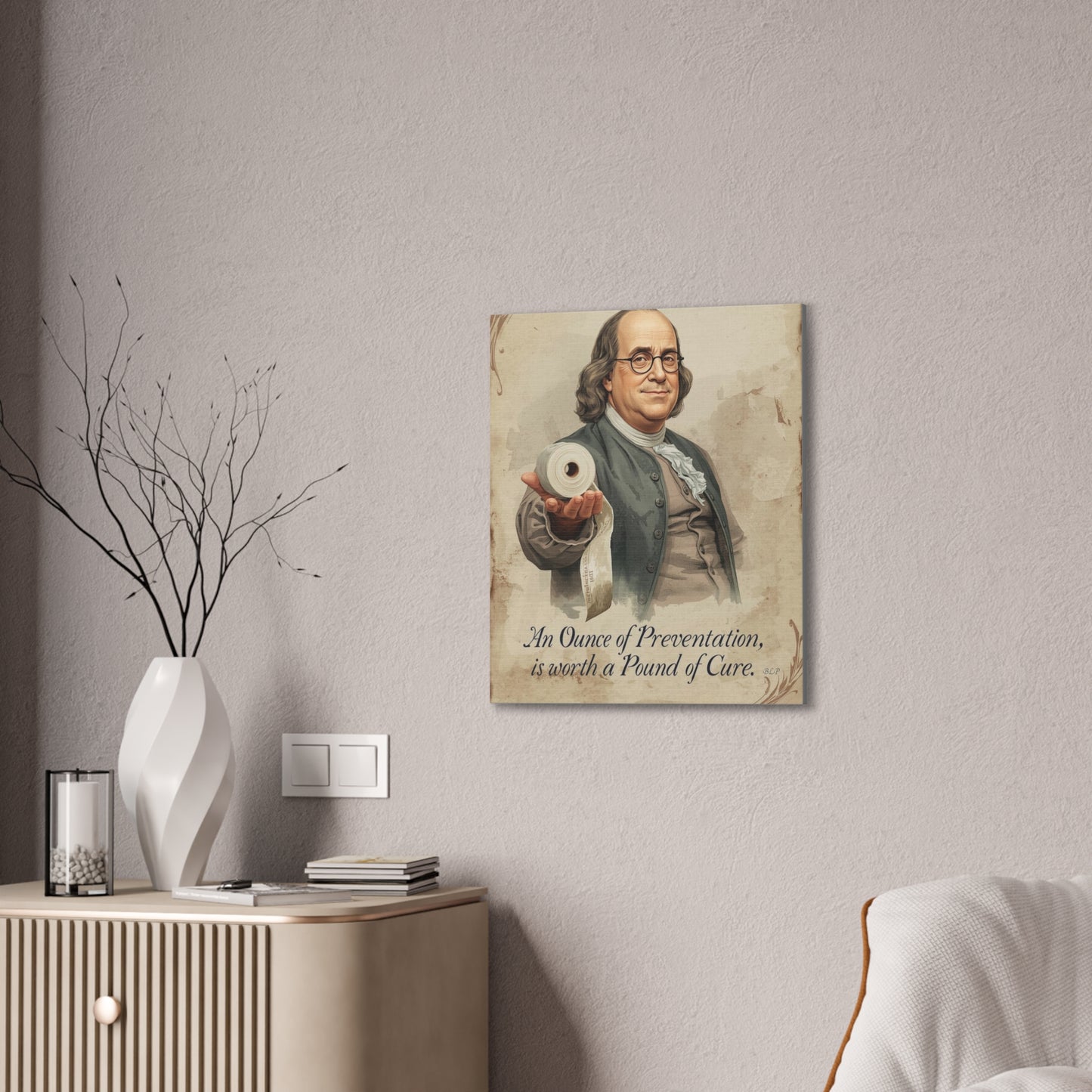 Franklin - Canvas Stretched, 0.75" - 2026 Wall Art - Bathroom Humor