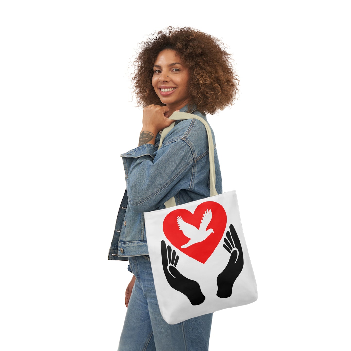 Heart and Hands - Canvas Tote Bag, 5-Color Straps