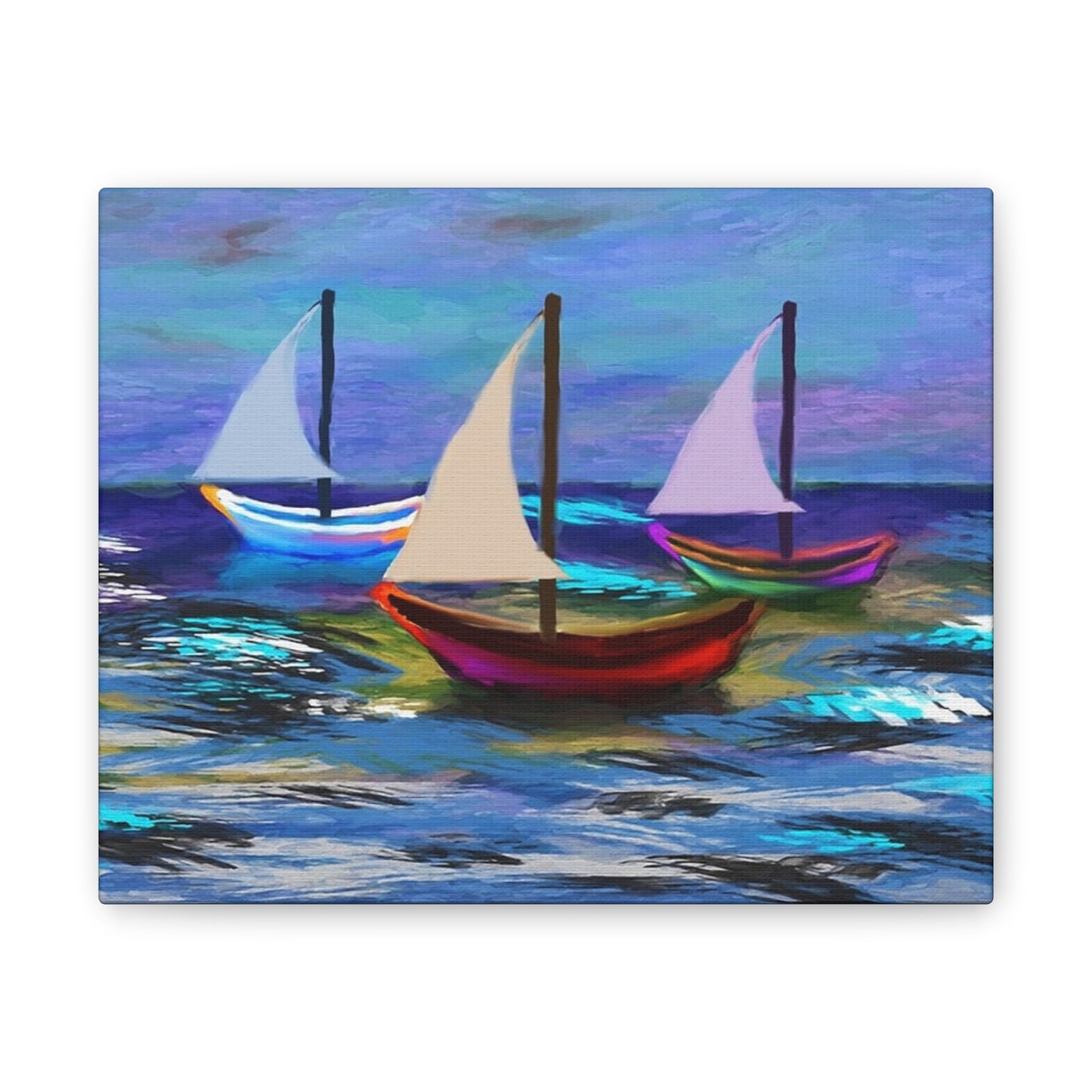 Sail Boats - Pastel _ Canvas Stretched, 0.75"