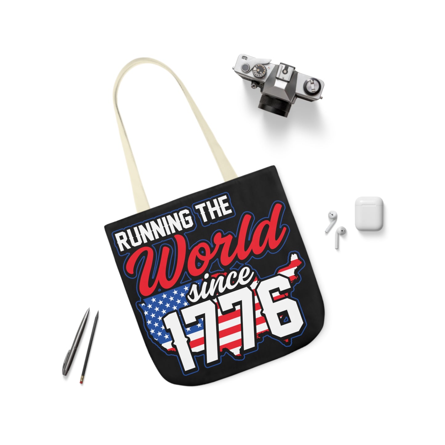 Running the World - Canvas Tote Bag, 5-Color Straps