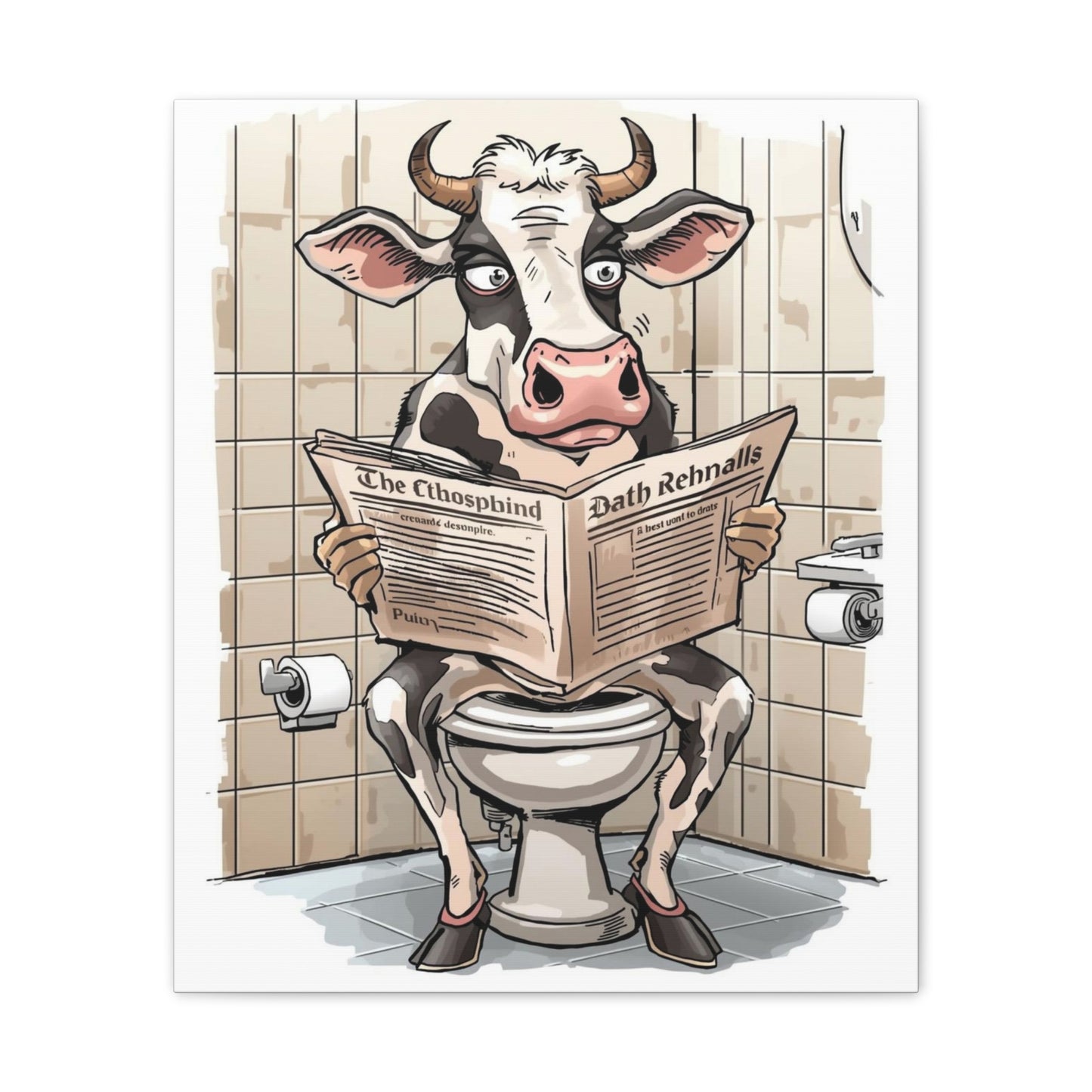 Steer in the John - Canvas Stretched, 0.75" - Wall Art 2026 - Bathroom Humor