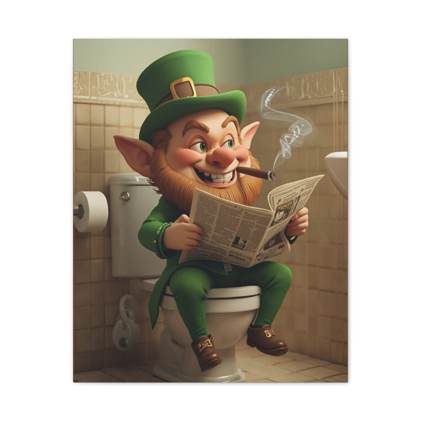 Leprechaun - Canvas Stretched, 0.75" - Wall art 2026 - Bathroom Humor
