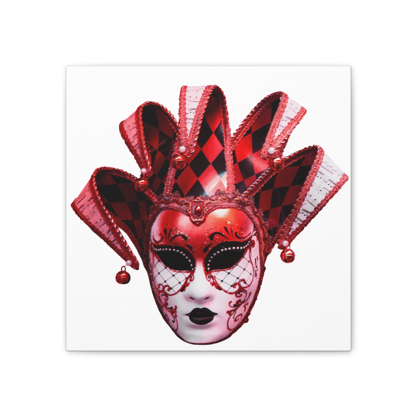 Red Carnival Mask - Canvas Stretched, 0.75"