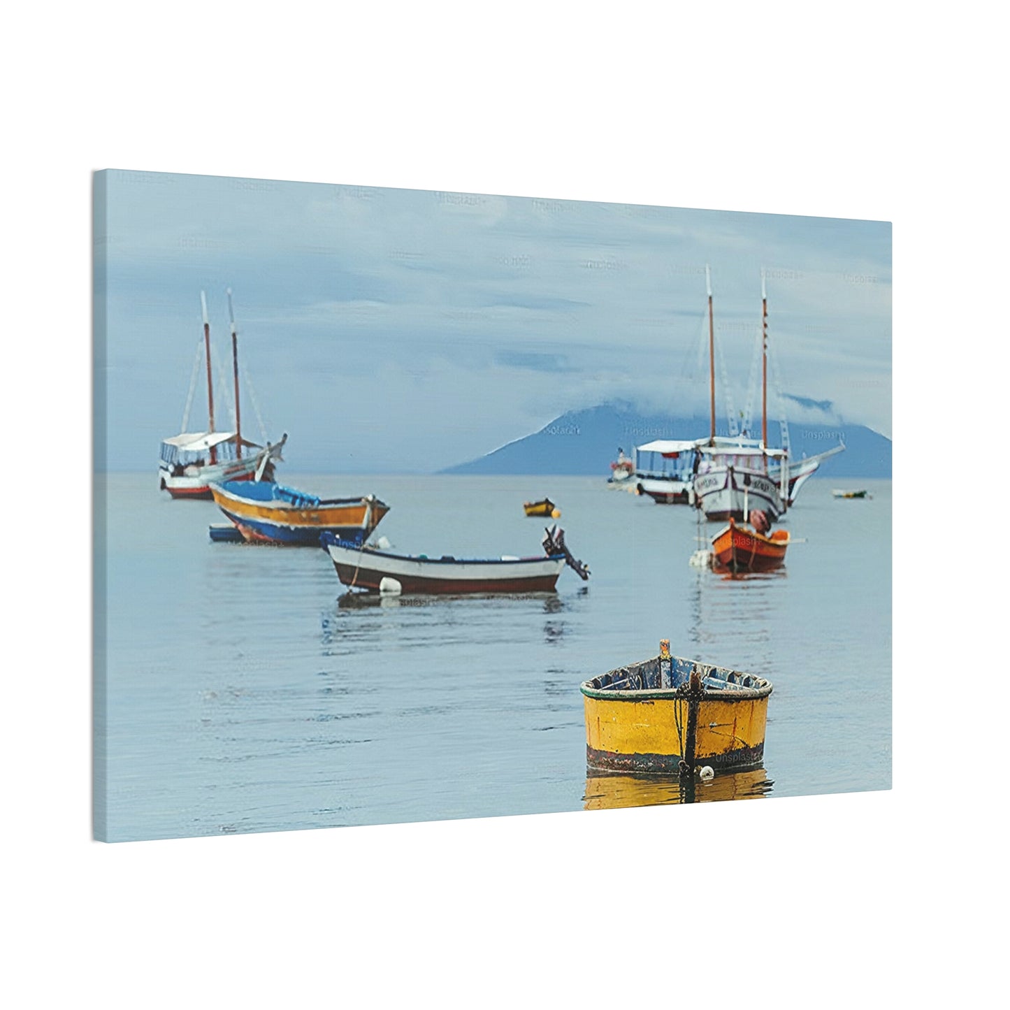 Boats in Harbor _ Canvas Stretched, 0.75"