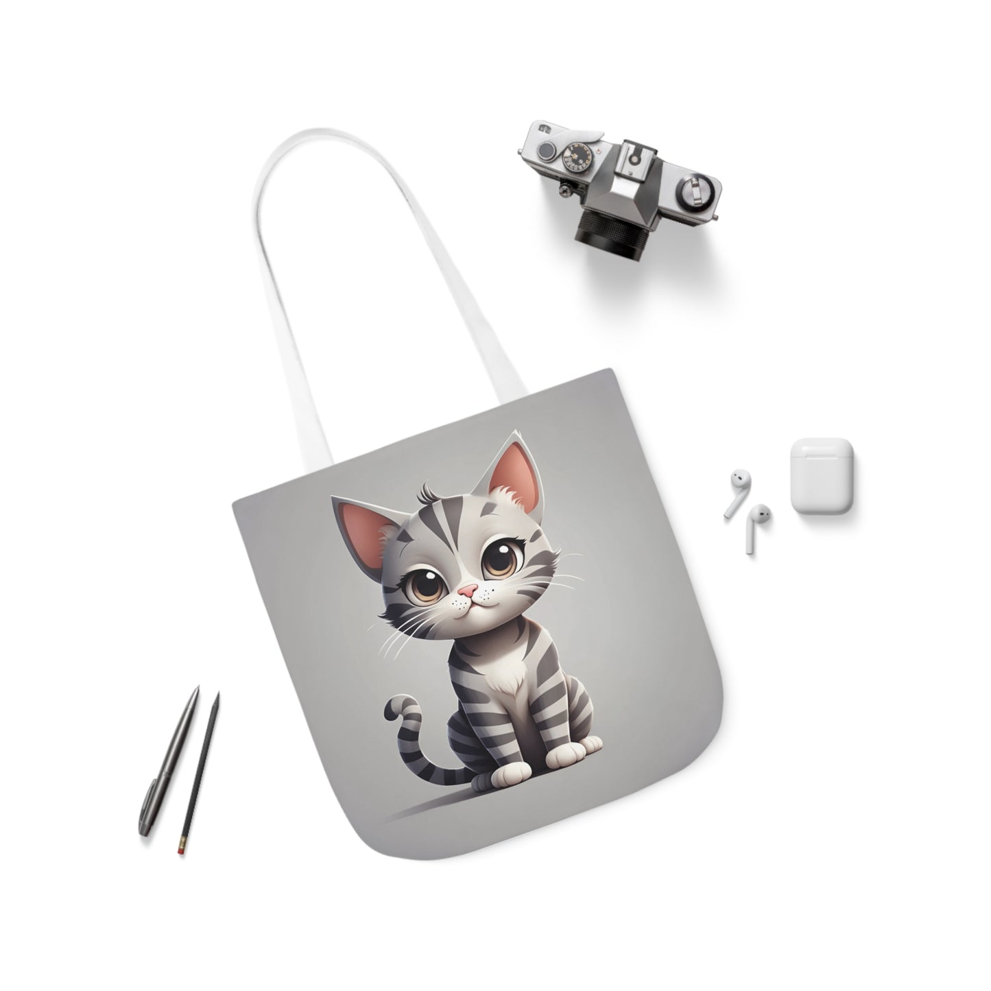 Kitty - Canvas Tote Bag, 5-Color Straps