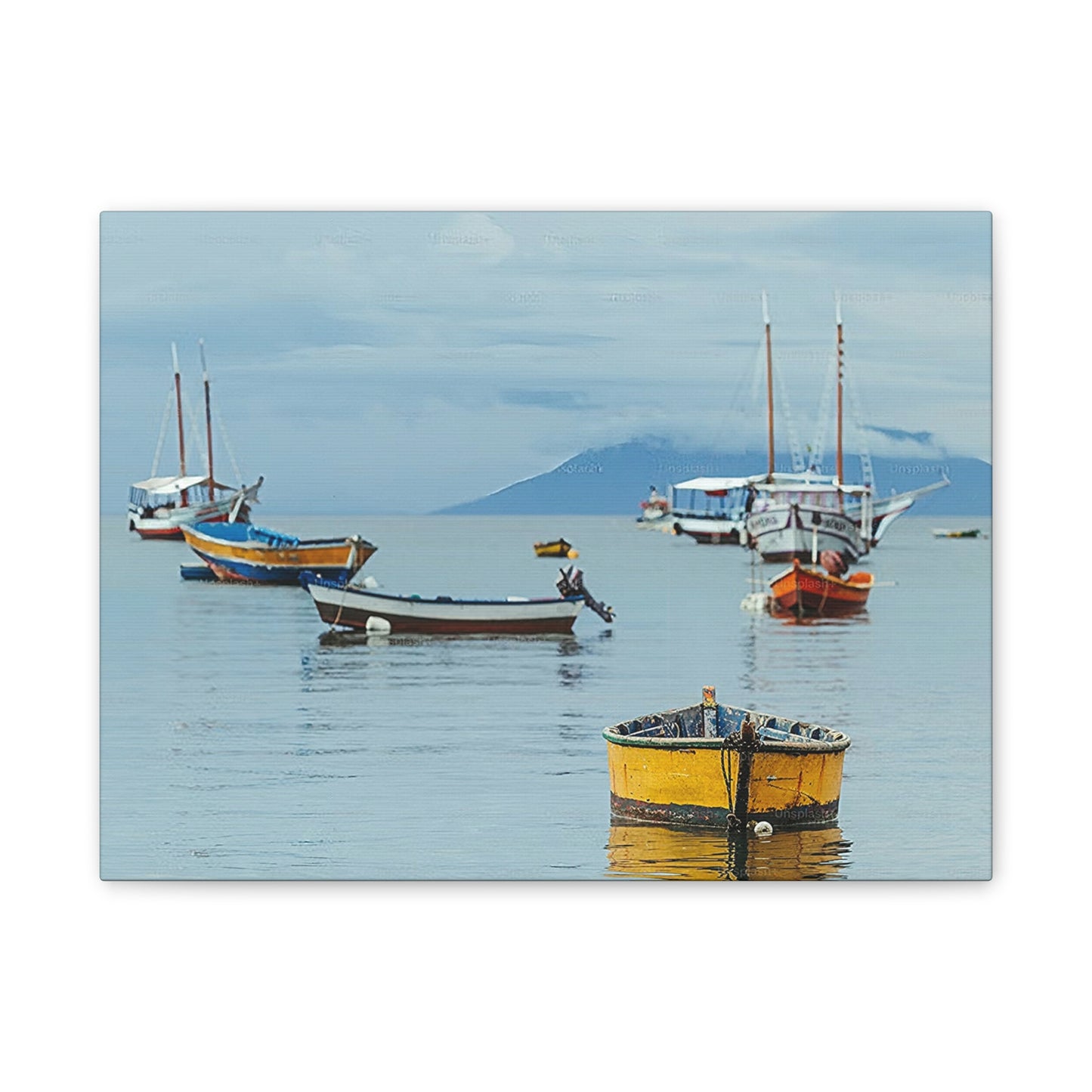 Boats in Harbor _ Canvas Stretched, 0.75"