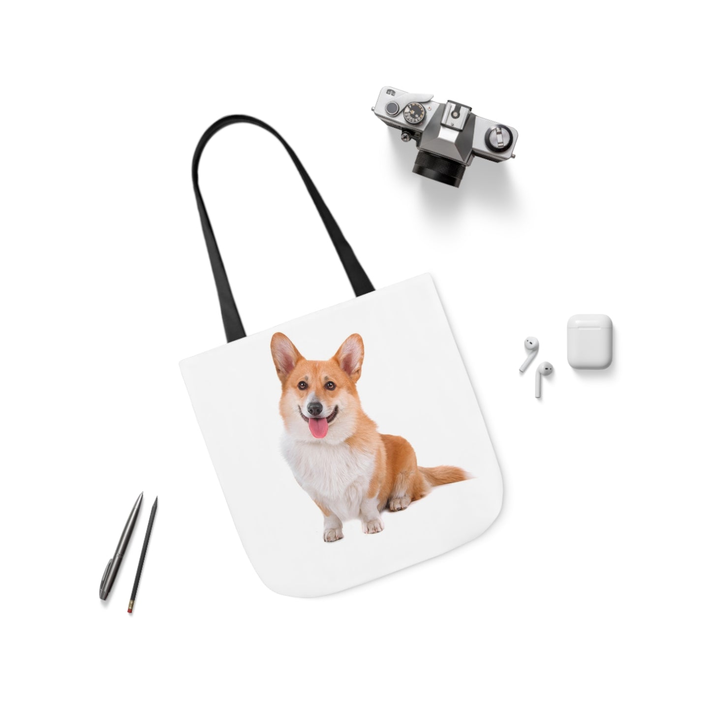 Corgi 1 - Canvas Tote Bag, 5-Color Straps