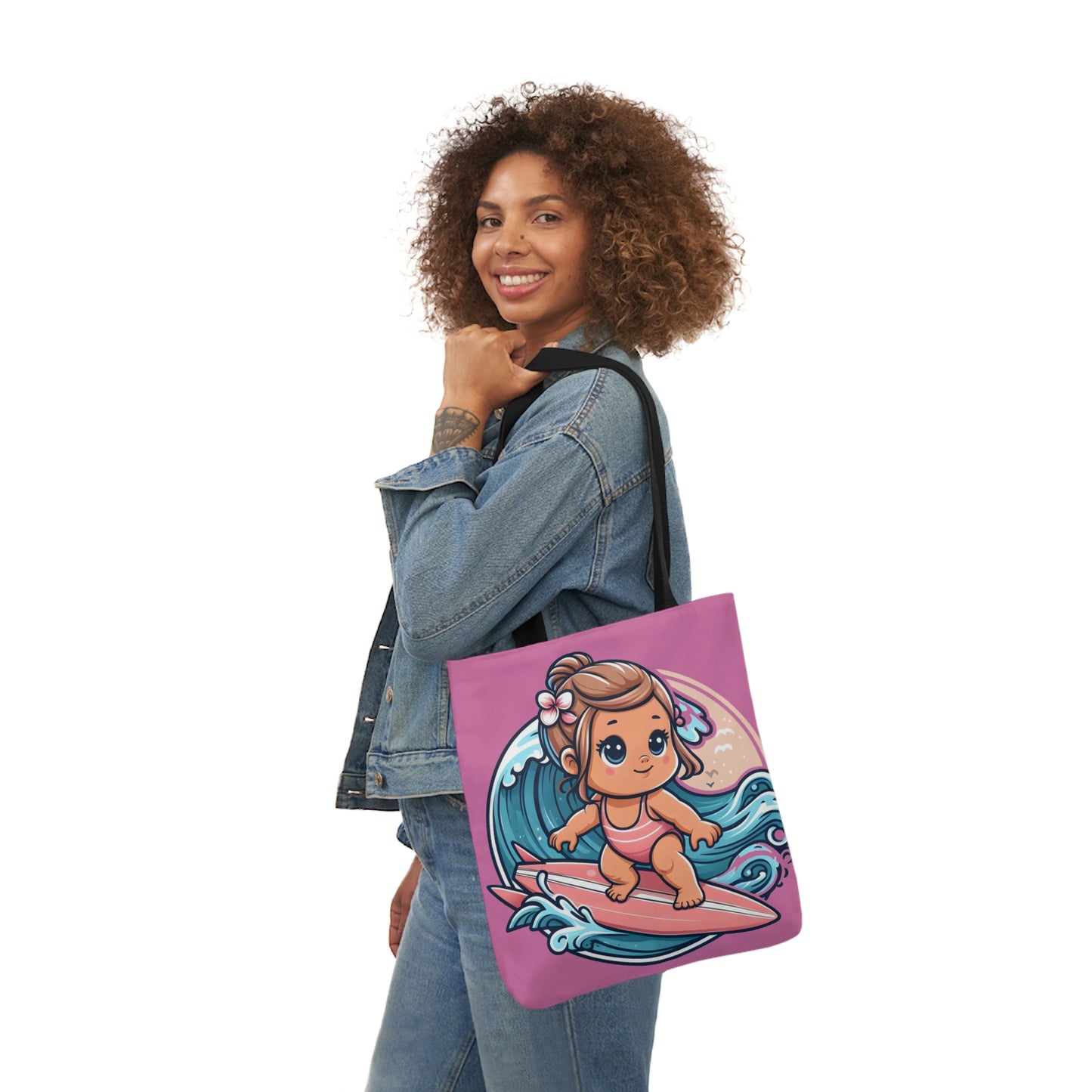 Little Surfer - Canvas Tote Bag, 5-Color Straps