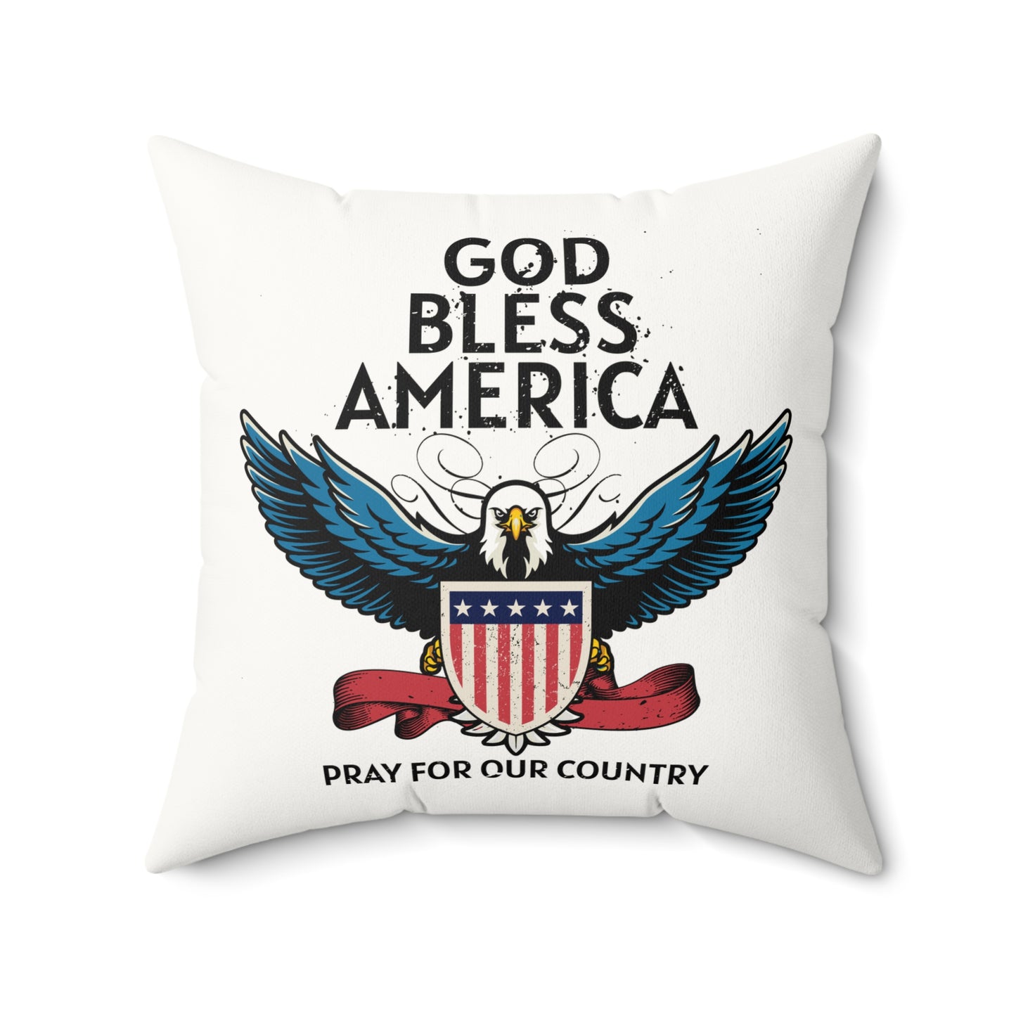 God Bless America - Faux Suede Square Pillow - Mother's Day - Father's Day - Military