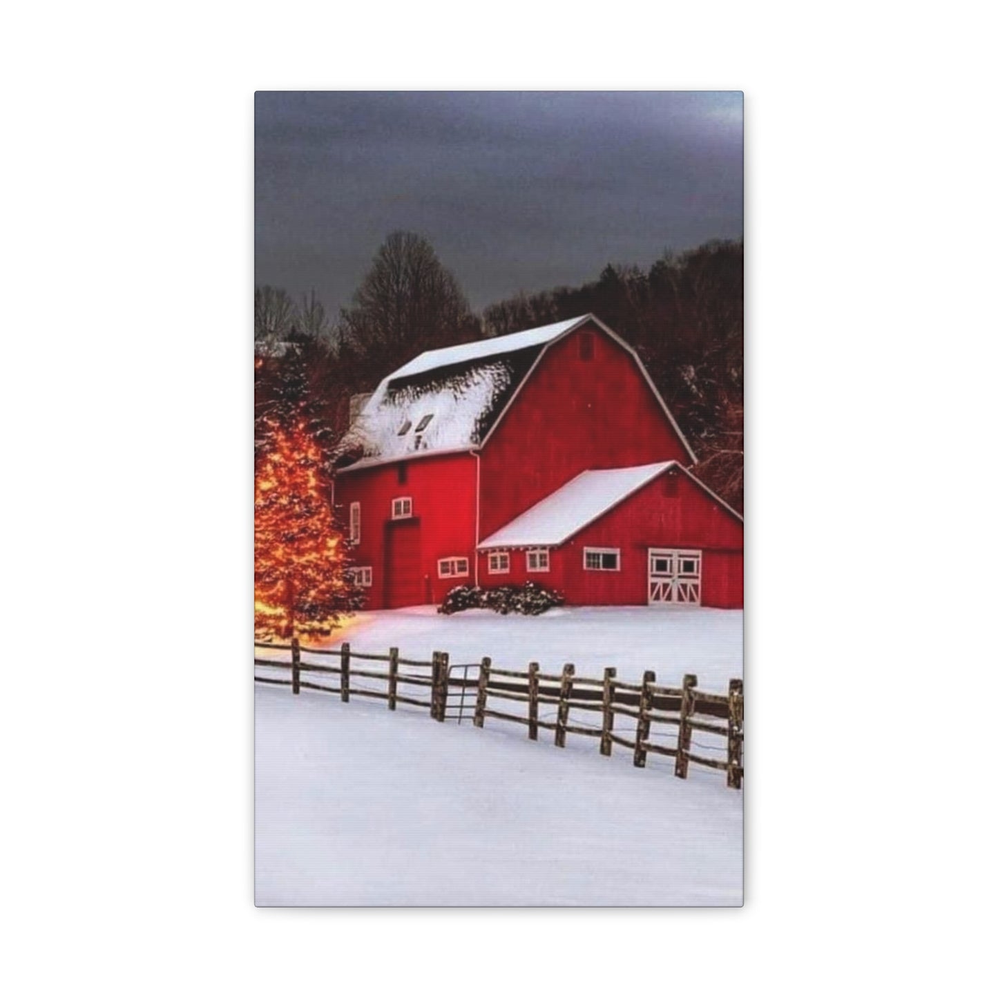 Barn in Winter - Canvas Stretched, 0.75"