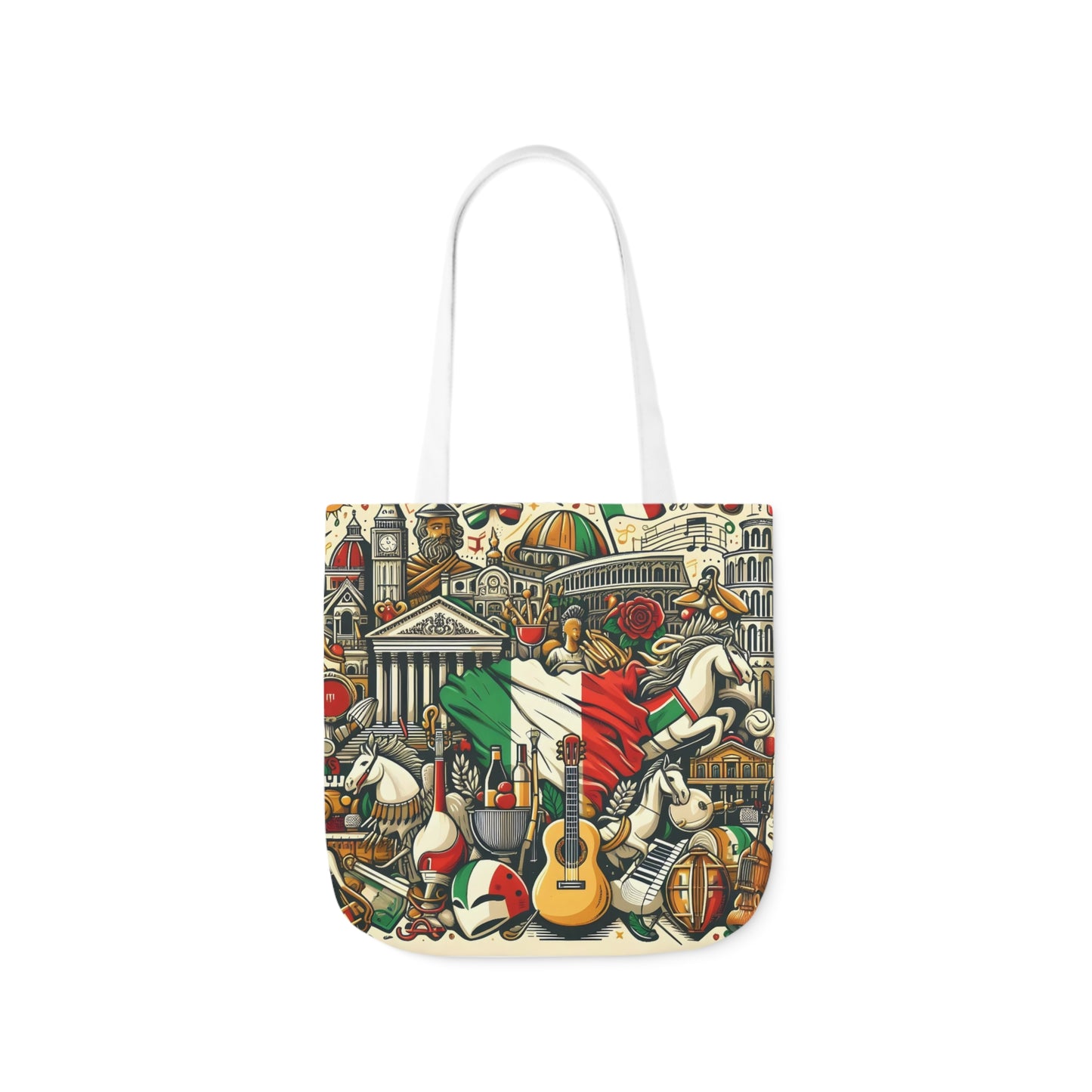 Italian Mural - Canvas Tote Bag, 5-Color Straps