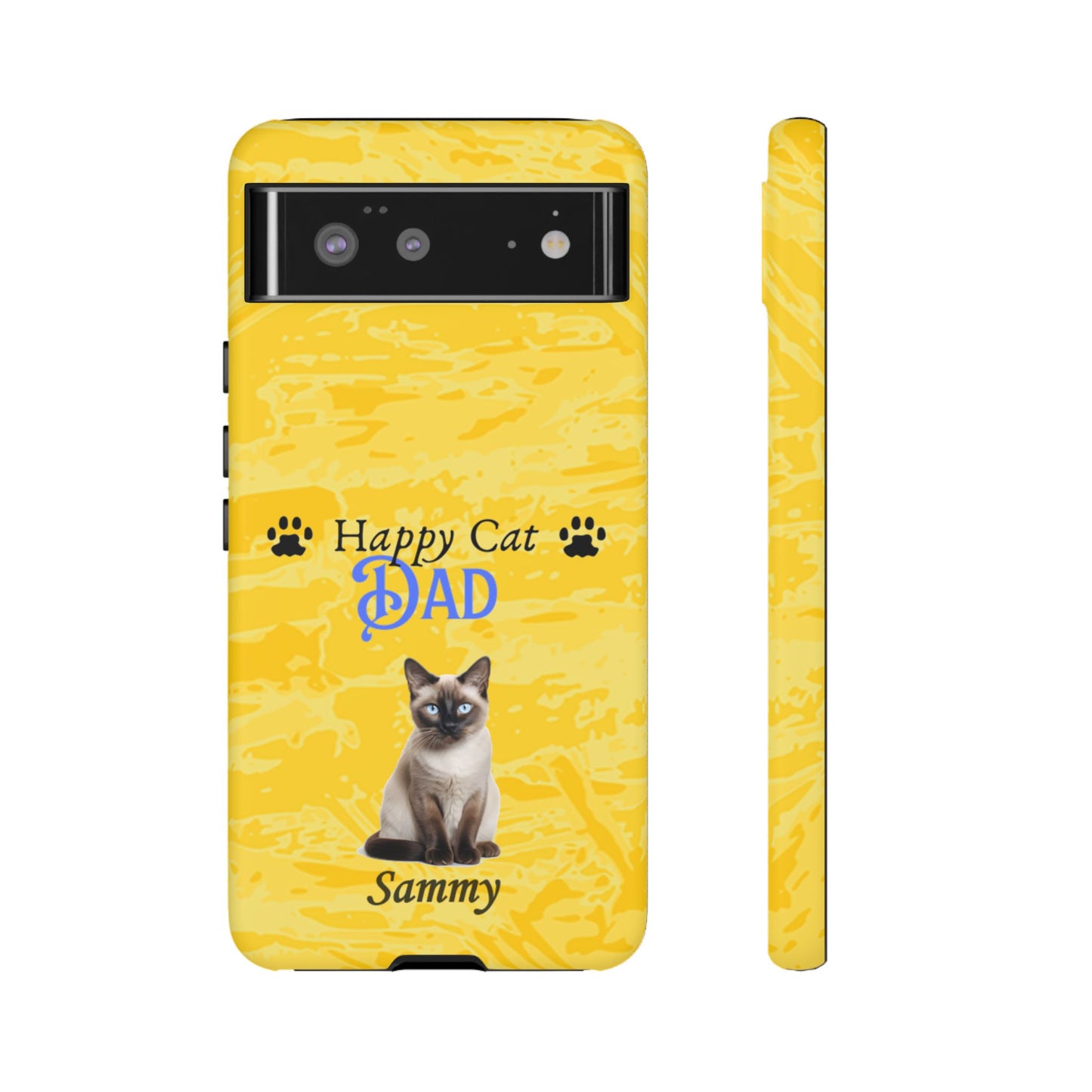 Happy Cat Dad - Personalized - Whimsical Phone Cases - Father's Day