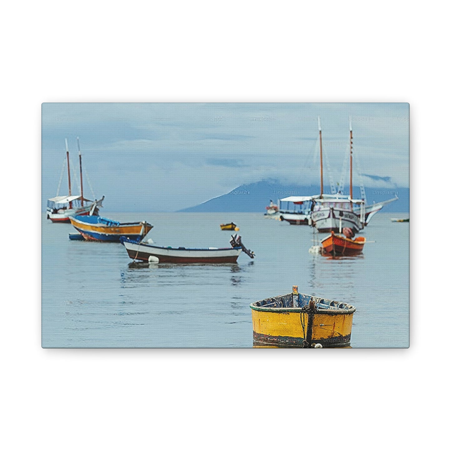 Boats in Harbor _ Canvas Stretched, 0.75"