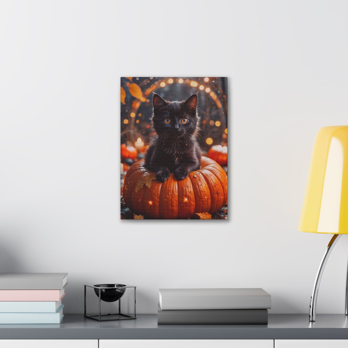 Kitty in Pumkin - Canvas Stretched, 0.75" - Halloween