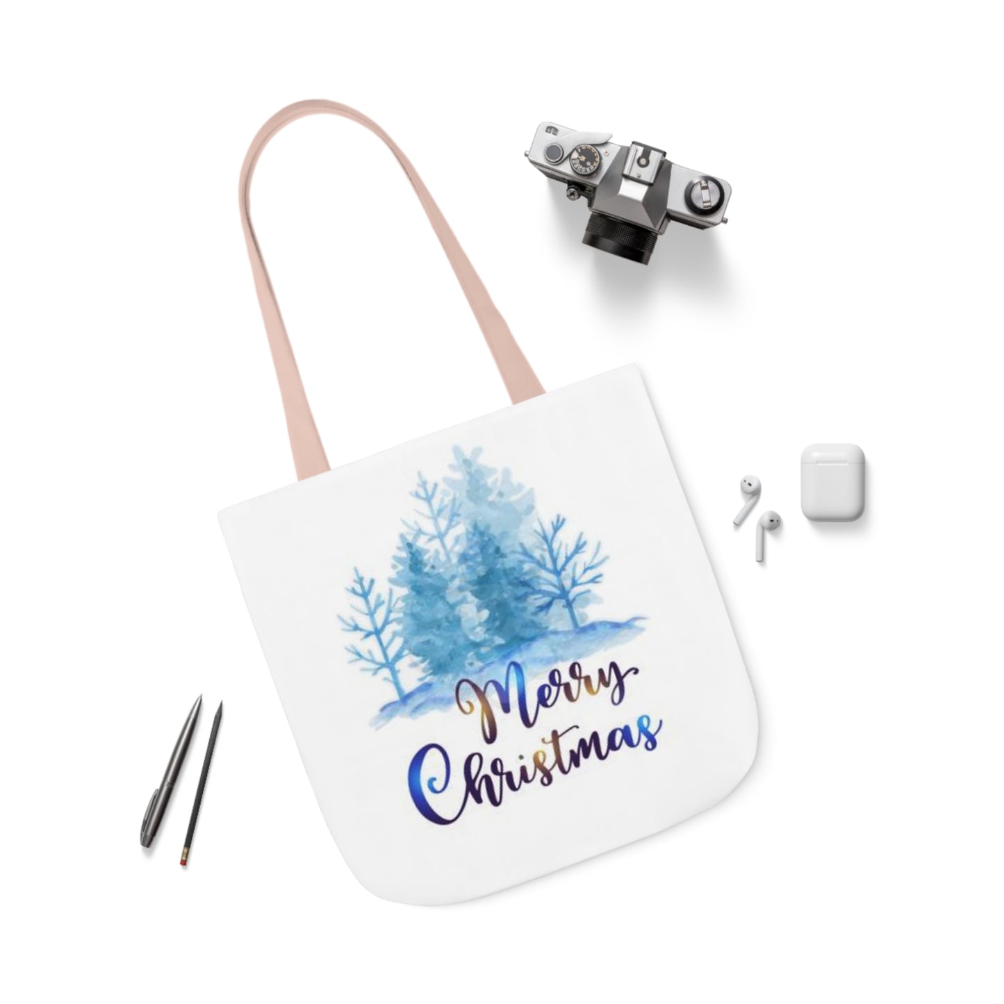 Merry Christmas - Canvas Tote Bag, 5-Color Straps - Christmas